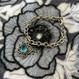 NWOT Brighton ALCAZAR LAGOON Aqua Blue Crystal Silver Bracelet with Bag